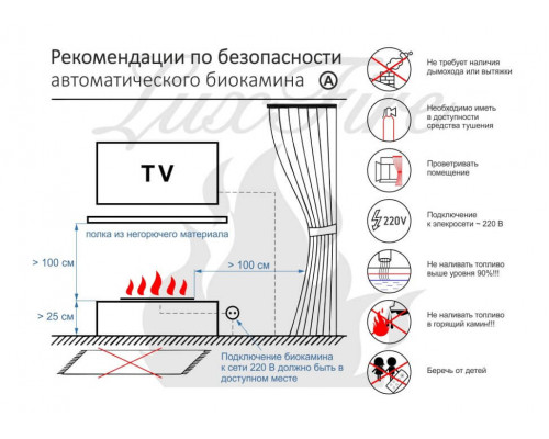 Автоматический биокамин Lux Fire Smart Flame 1500 RC INOX